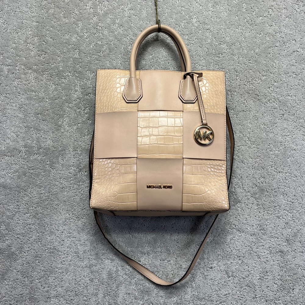 Michael Kors Mercer Shopper Tote Shoulder Crossbody Bag Embossed Leather Purse